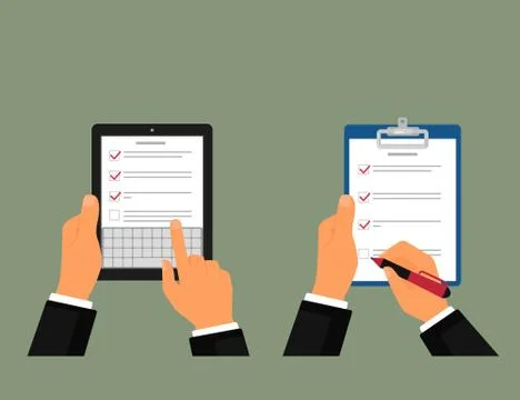 Tablet pc and notepad with task list Stock Illustration