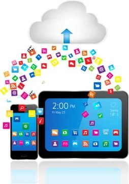 Tablet PC and Smart Phone with apps Stock Illustration