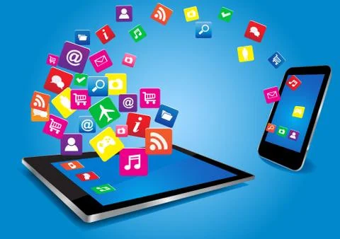 Tablet PC and SmartPhone with Apps Stock Illustration