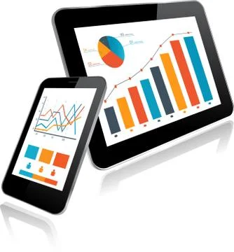Tablet PC and Smartphone with Statistics chart Stock Illustration