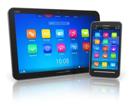 Tablet PC and touchscreen smartphone 스톡 일러스트