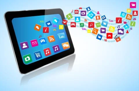 Tablet PC with application Stock Illustration