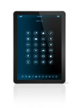 Tablet pc with apps icons interface Stock Illustration