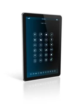 Tablet pc with apps icons interface 3D tablet pc with apps icons interface... Stock Photos