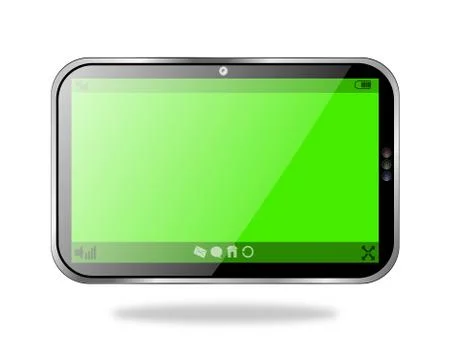 Tablet PC with a Blank Green Screen Stock Illustration