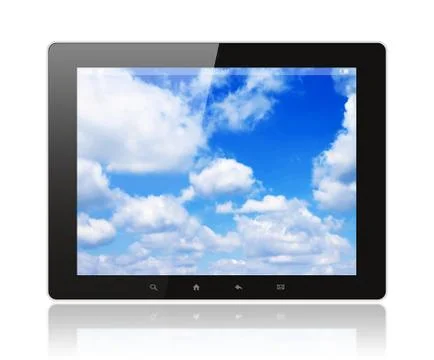 Tablet pc with blue sky Stock Photos