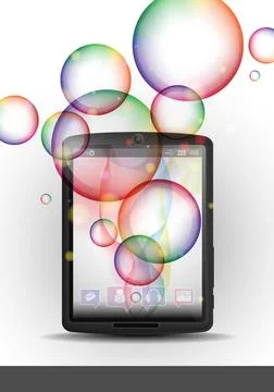 Tablet Pc With Bubble Background. Tablet Pc With Bubble Background. Vector... Foto stock