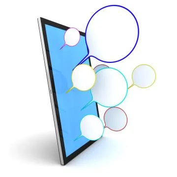 Tablet pc with bubbles isolated on white background Stock Illustration