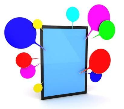 Tablet pc with bubbles isolated on white background Stock Illustration