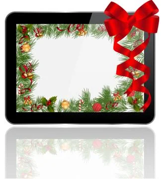 Tablet PC Christmas gift Stock Illustration