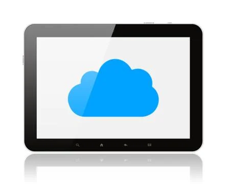 Tablet pc with cloud computing concept. 스톡 일러스트