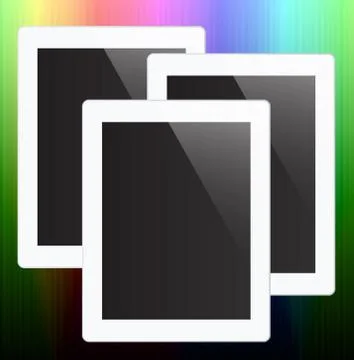 Tablet pc computer with blank screen on smooth colorful abstract fantasy back Foto stock