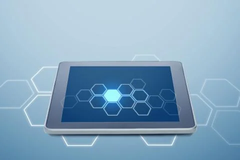 Tablet pc computer with cell pattern on screen Stock Illustration