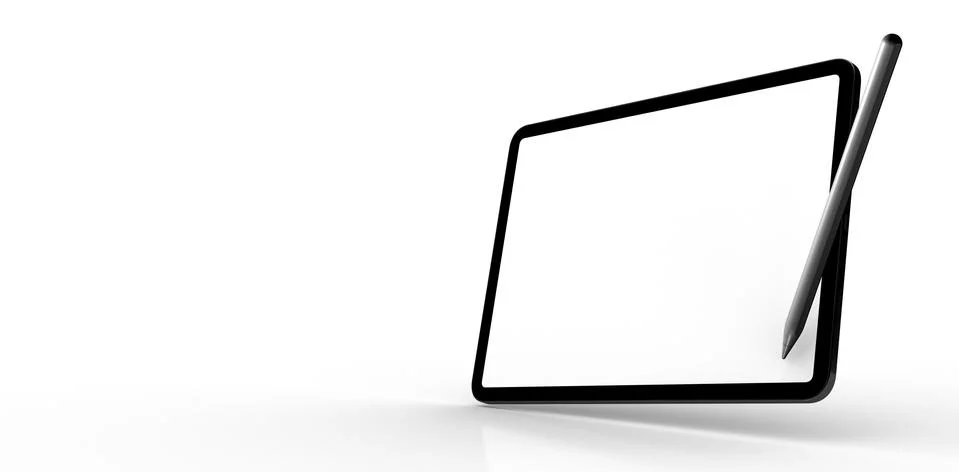 A TABLET PC computer device mobile isolated background 3d Illustrazione stock