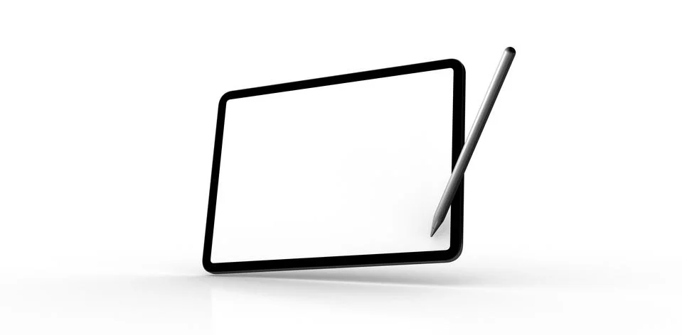 A TABLET PC computer device mobile isolated background 3d Stock Illustration