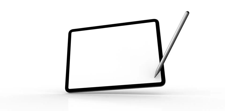 A TABLET PC computer device mobile isolated background 3d Stock Illustration