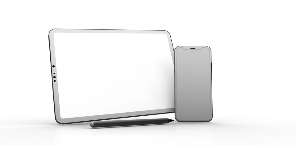 A TABLET PC computer device mobile isolated background 3d Stockillustratie