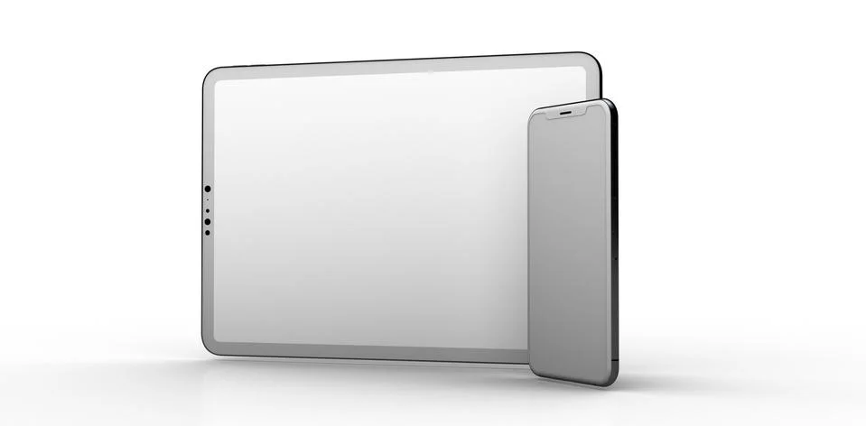 A TABLET PC computer device mobile isolated background 3d Stock Illustration