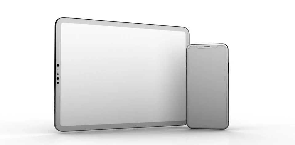 A TABLET PC computer device mobile isolated background 3d Illustrazione stock