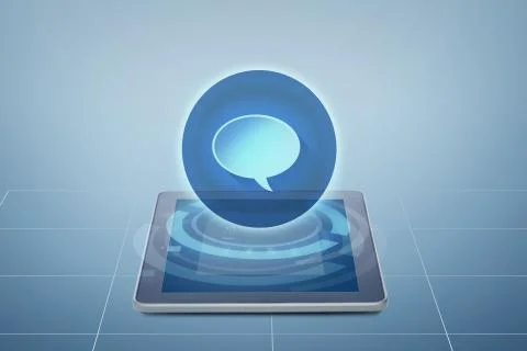 Tablet pc computer with message icon above screen Illustrazione stock