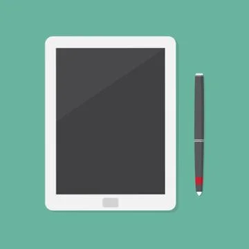 Tablet pc computer with Stylus Pen. Vector eps10 illustration Stock Illustration