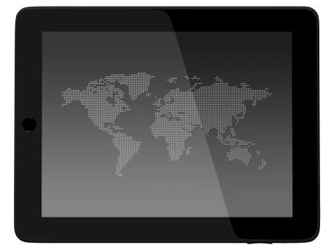 Tablet PC Computer woth world map Stock Photos