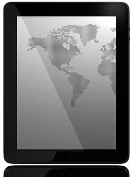 Tablet PC Computer woth world map Stock Photos