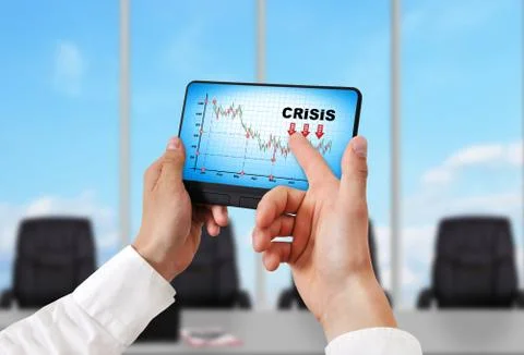 Tablet pc with crisis chart Stock Illustration