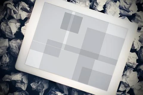 Tablet pc on crumpled paper 스톡 일러스트