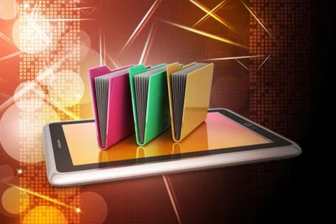 Tablet PC with file folder Stock Illustration