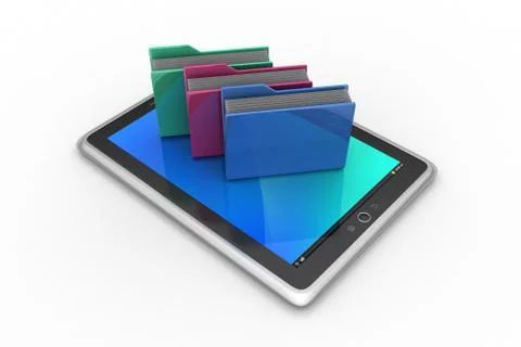 Tablet PC with file folder Free Stock Illustration