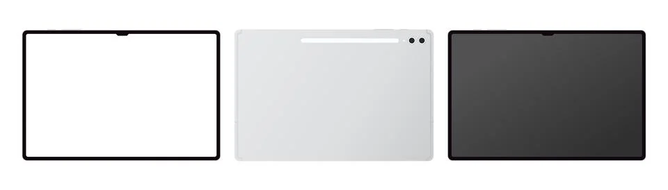 Tablet PC front and back transparent mockup template vector illustration Stock-Illustration