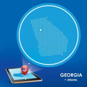 Tablet pc with georgia map projection Stock Illustration