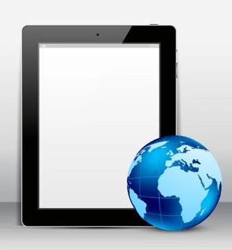 Tablet pc with globe Stock Illustration