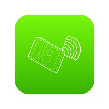 Tablet pc with gps and wifi sign icon green Illustrazione stock