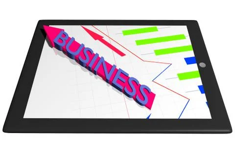 Tablet pc with graph diagram and business arrow indicator finance concept Stock Illustration