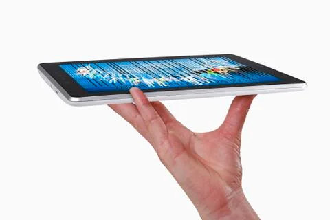 Tablet pc on hand Stock Photos