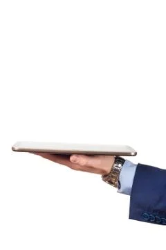 Tablet PC on hands Stock Photos