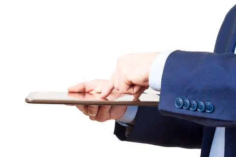 Tablet PC on hands Stock Photos