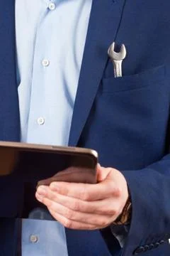 Tablet PC on hands Stock Photos
