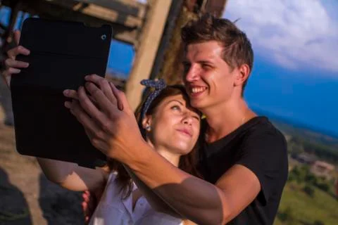 Tablet PC  in the hands of young people Stock Photos