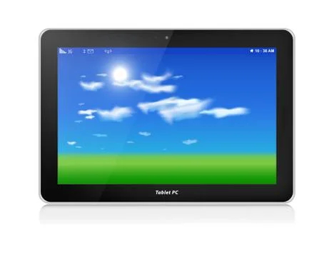 Tablet PC. Horizontal. Blue sky background Illustrazione stock