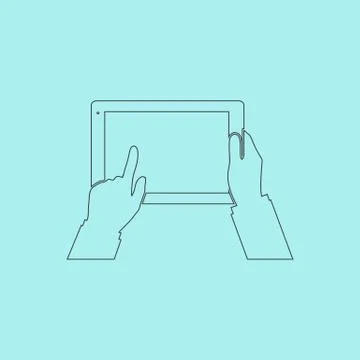 Tablet PC in human hands. Flat style vector illustration Illustrazione stock