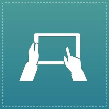 Tablet PC in human hands. Flat style vector illustration Illustrazione stock