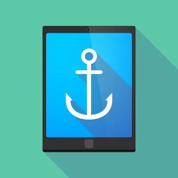 Tablet pc icon with an anchor Stock Illustration