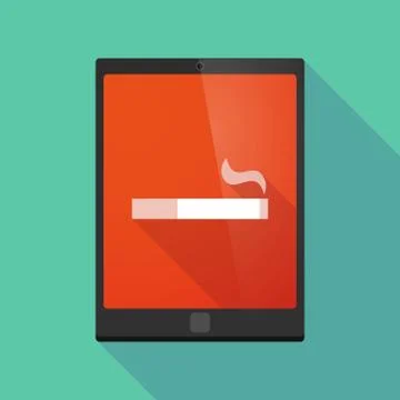 Tablet pc icon with a cigarette Stock Illustration