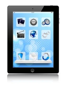 Tablet pc with icon Stock Illustration