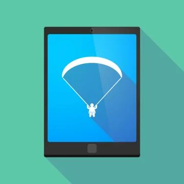 Tablet pc icon with a paraglider Illustrazione stock