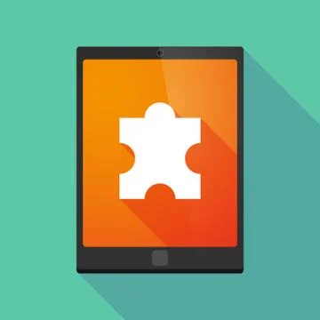 Tablet pc icon with a puzzle piece Illustrazione stock