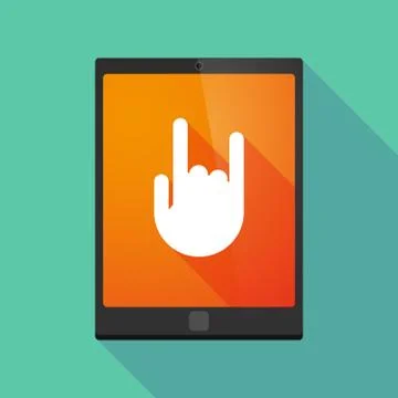 Tablet pc icon with a rocking hand Illustrazione stock